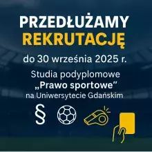 Przedłużenie rekrutacji na studia podyplomowe „Prawo sportowe” na Uniwersytecie Gdańskim