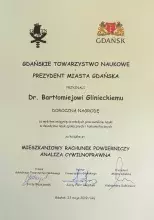 Dr Bartłomiej Gliniecki oraz dr Tomasz Snarski laureatami nagrody Gdańskiego Towarzystwa Naukowego i Prezydenta Miasta Gdańska z