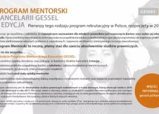 Program Mentorski Kancelarii GESSEL – Rekrutacja studentów V roku i absolwentów